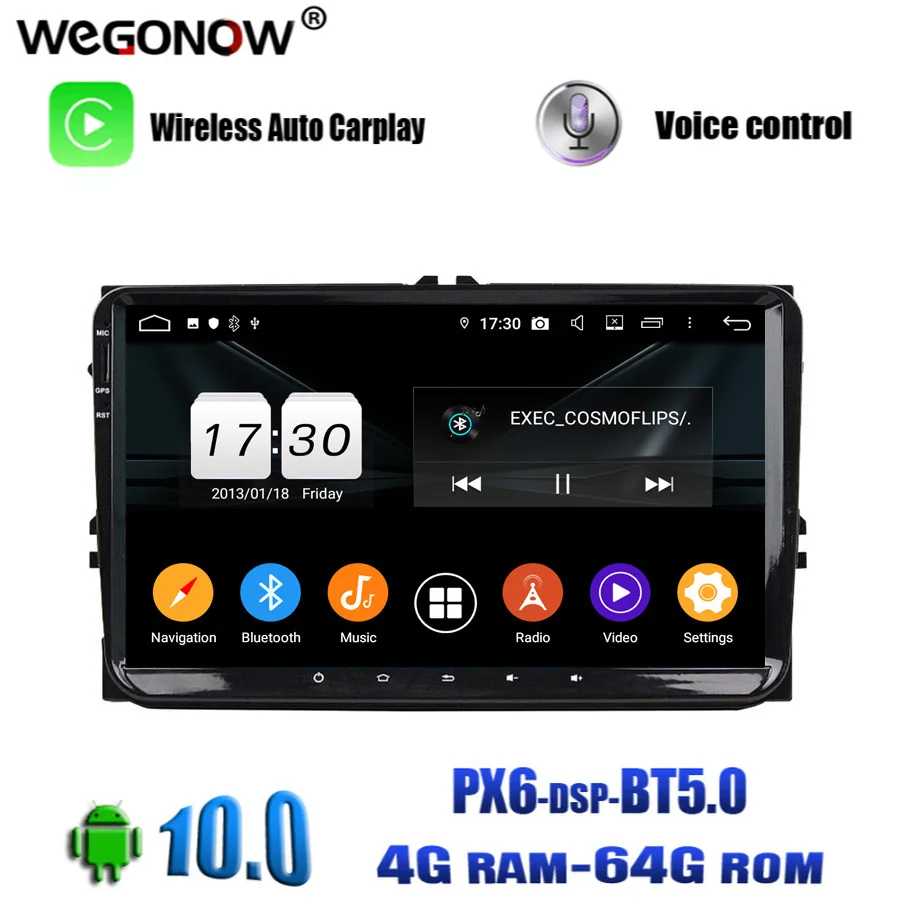 Автомобильный DVD плеер PX6 DSP 9 дюймов HD Android 10 0 64 Гб ПЗУ 4 ОЗУ 8 ядер GPS RDS радио Wi Fi