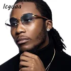 Квадратные женские солнцезащитные очки 2021 Винтажные Солнцезащитные очки без оправы в деревянной оправе серые прозрачные защитные очки