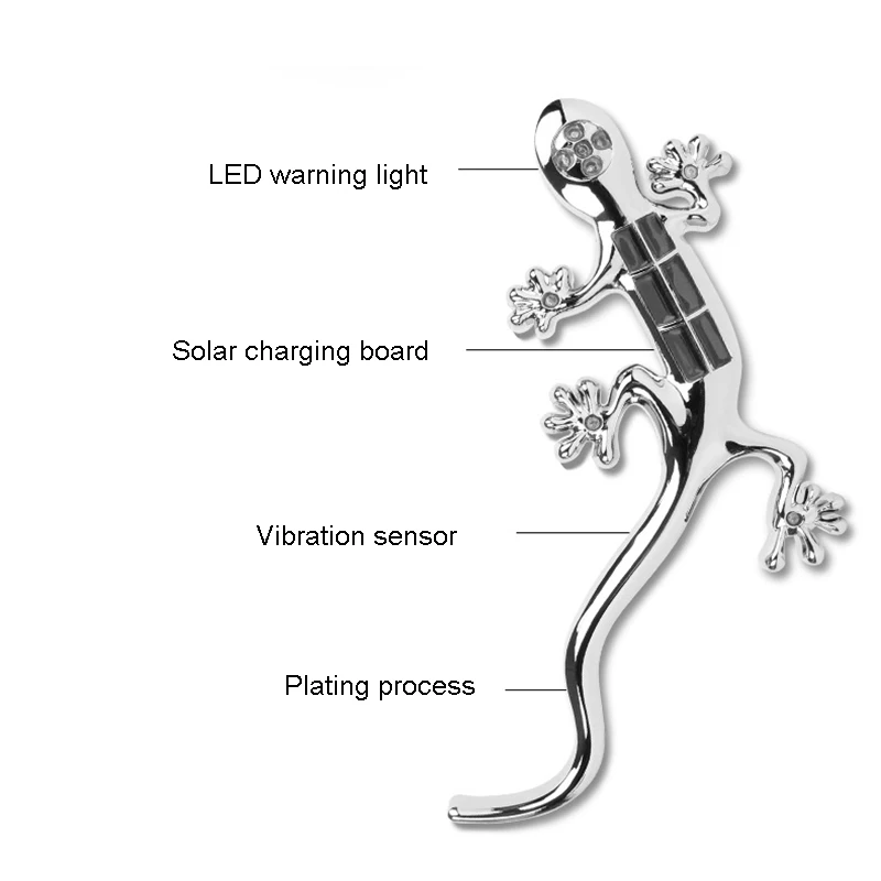 Gecko 8 LED Solar Power Flash Alarm Warning Light Auto Sticker Decoration Lamp for Motorcycle Automobiles Car Styling | Автомобили и