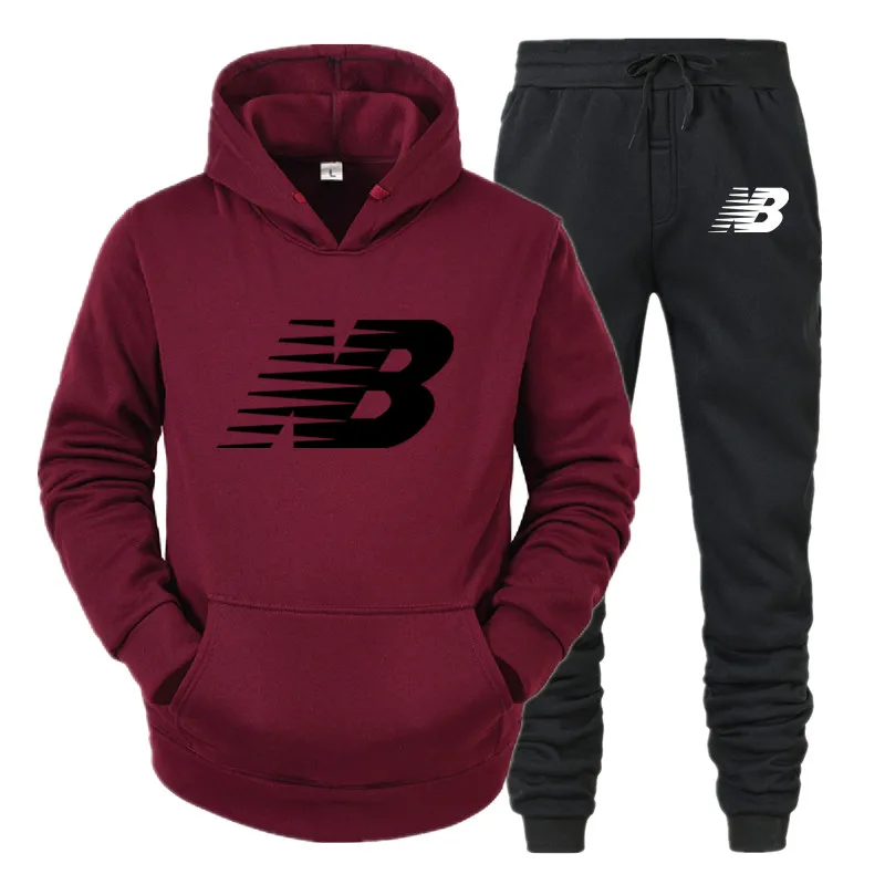 

Fall/Winter 2021 Men's Long sleeve hoodie Jumper NB men's pocket pullovers thick warm and fleece + pants hoodie hoodie suit shir