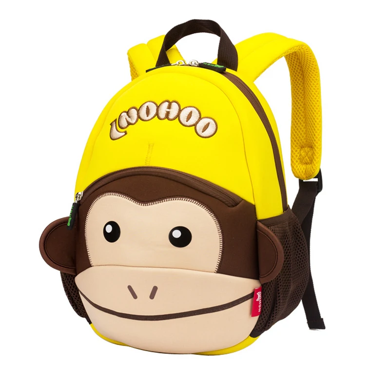 Школьный рюкзак с объемным рисунком желтой обезьяны для детей, для детского сада, для мальчиков, школьный рюкзак для маленьких девочек, детс...