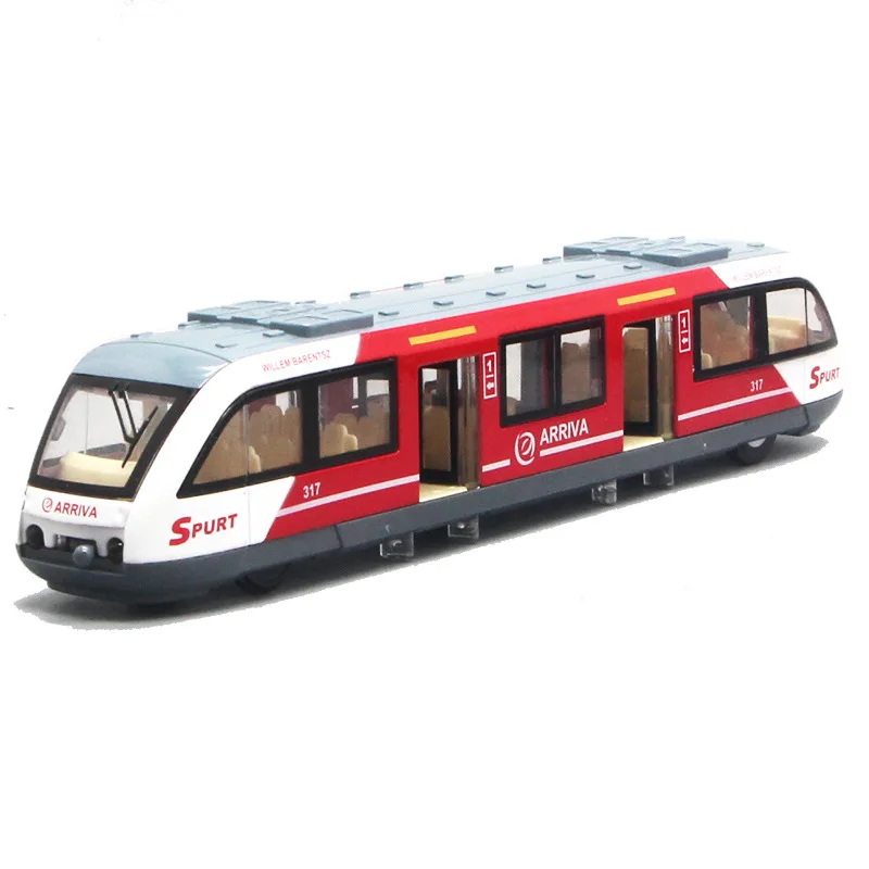 

23.5x3.5x4.5cm Simulation Alloy Single Section City Tram Model Railways Live Voice Sound and Light Pull Back Toys for Children