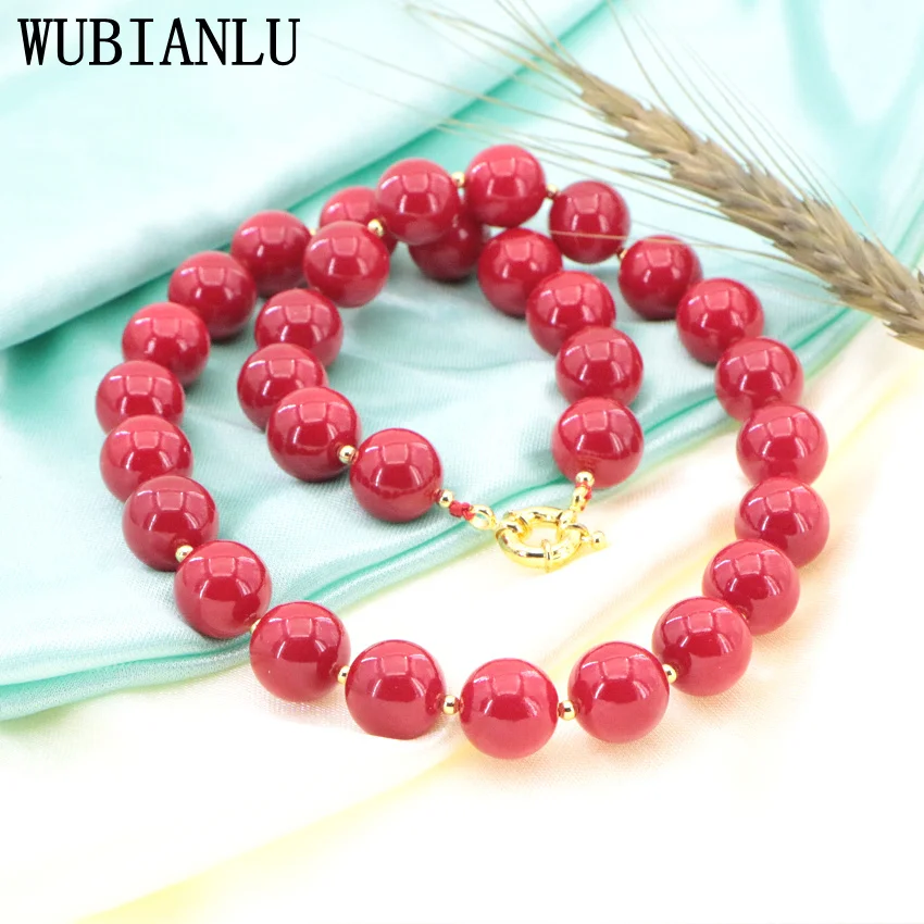 

New 6-14mm Artificial Coral Red Stone Beads Necklace Chain Choker Clavicle Women Jewelry Bosmian Girl Party Fashion Statement