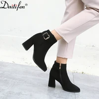 daitife new fashion thick high heeled simple and versatile temperament short boots short tube comfortable female ankle boots
