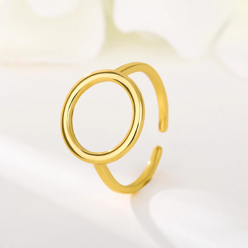 Minimalist Circle Rings Fashion Jewelry Adjustable Stainless Steel Simple Geometric Round Knuckle bague femme | Украшения и