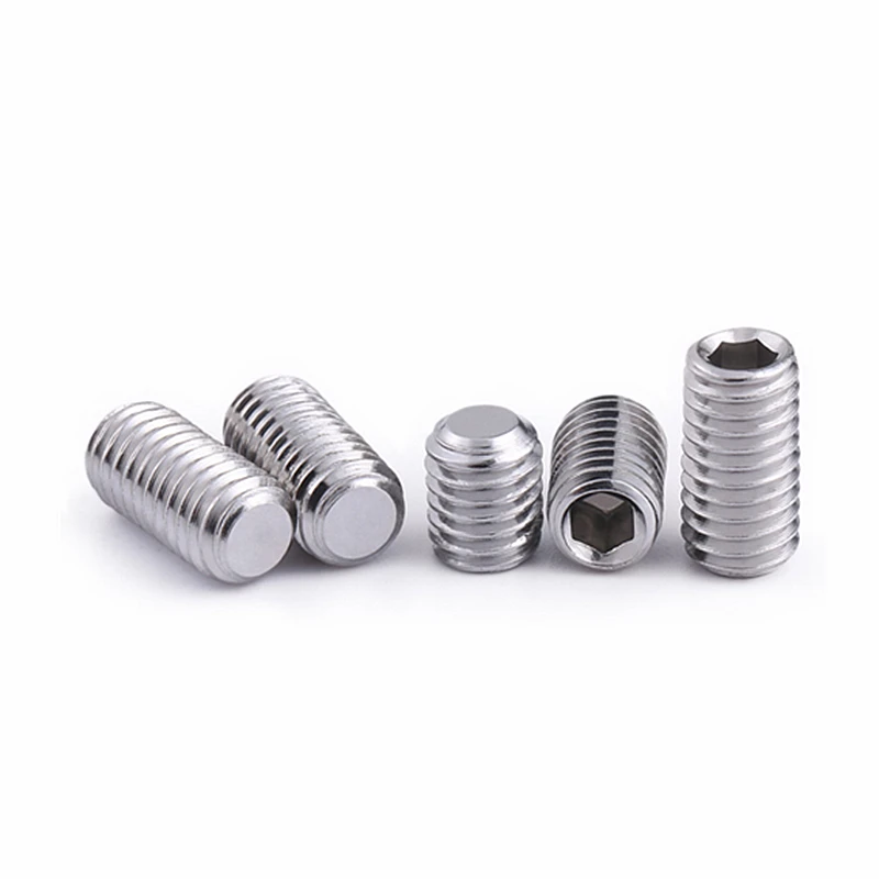 304 Stainless Flat Point Hexagon Steel Set Grub Metric Headless Screw M3 M4 M5 M6 Hex Allen Socket Head Bolt cnc parts | Инструменты