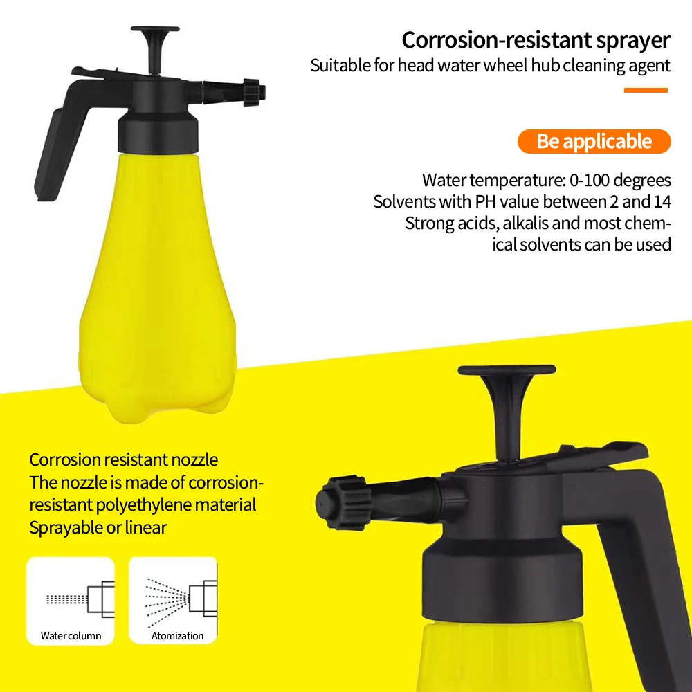 

2L Yellow Car Wash Watering Can Watering Bottle Sprayer Pneumatic Spray Bottle Hand Pump Bottle for Car and Garden Cleaning Foam