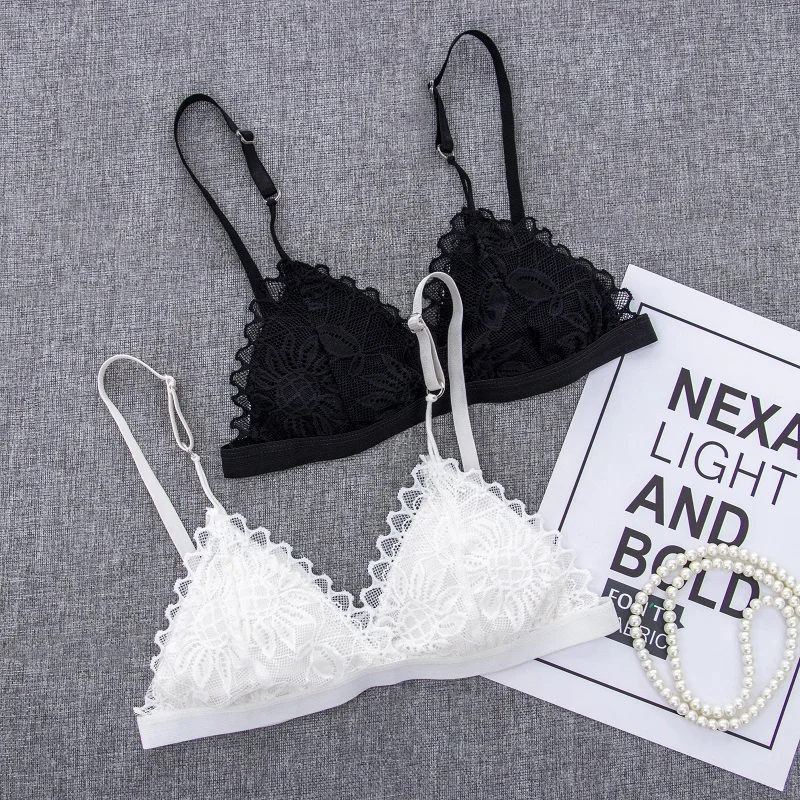 

Sexy Woman Bra Floral Lace Bra Wire Free Bralette Lingerie Female Seamless Unpadded Transparent Brassiere Intimates