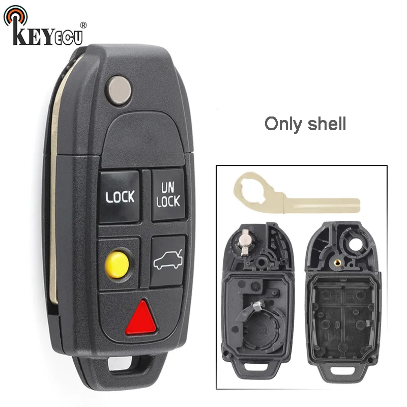 KEYECU для Volvo S4 S60 S80 V70 XC70 XC90 C30 V50 2003 2014 сменный флип складной 4 + 1 5 кнопочный пульт