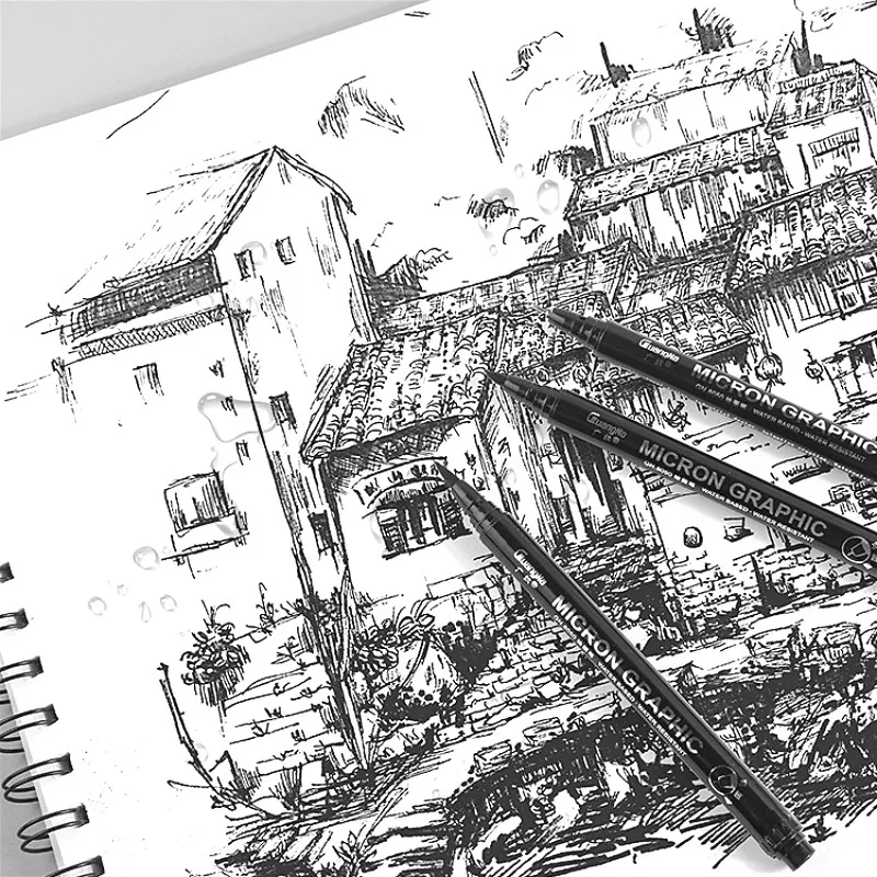 Ручка для рисования Fineliner черные чернила 005 01 02 03 05 08 микрон ручка набор школы и