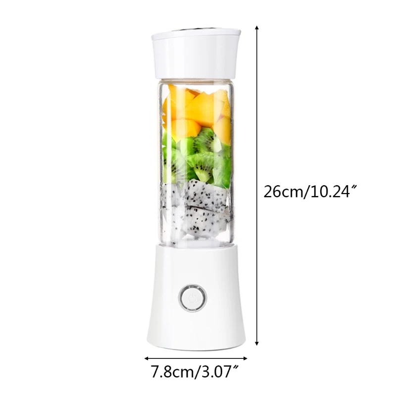 

480ml Electric Blender USB Rechargeable Juicer Cup Smoothie Mixer Fruit Squeezer 517C