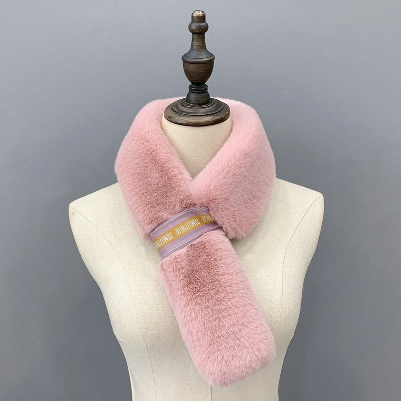 Модный зимний меховой воротник шарф толстый плюшевый теплый женский шейный из
