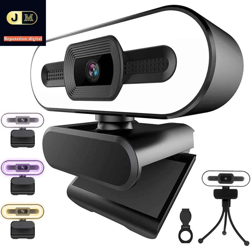 

2K Webcam 1080p ring Light Full HD Web Camera PC Mac Laptop tripod Desktop USB With Microphone WebCamera For Youtube Live Video
