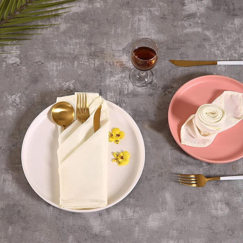 

12Pcs Cloth Napkins Polyester Dinner Napkins Cloth Cloth Linen Napkins for Restaurant Wedding Hotel Dinner Parties