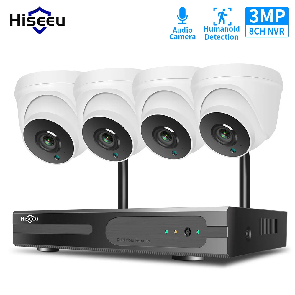 

Hiseeu 1536P 1080P HD Two-way Audio CCTV Security Camera System Kit 3MP 8CH NVR Kit Indoor Home Wireless Wifi Video Surveillance
