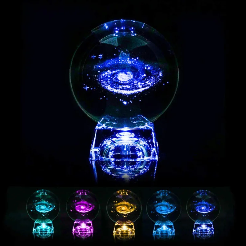 60 мм 3D гравировка Galaxy солнечная система хрустальная лампа ночник светящийся