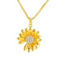 24k gold petals aaa zirconia necklace female choker chain sunflower pendant necklaces for women bohemian choker necklace