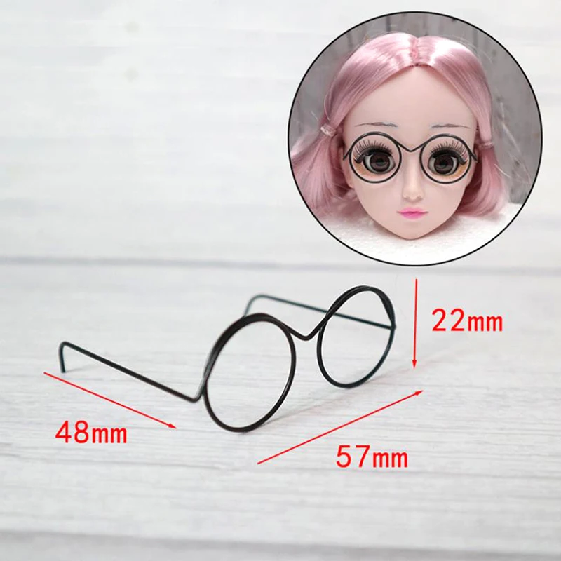 

1/2/5/10Pcs Fashion Round Frame Lensless Retro Cool Doll Glasses For Doll 57*48*22mm
