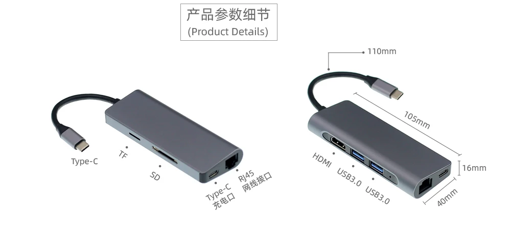 Pingle 7 в 1 USB3.0 концентратор USB-C HDMI 4K гигабитный Ethernet Rj45 адаптер USB SD/TF кардридер для MacBook Pro iPad type-C концентратор Hdmi