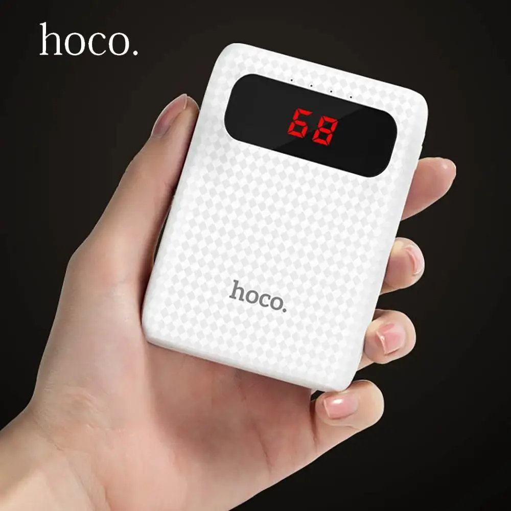 HOCO Power Bank 10000 мАч Быстрая зарядка светодиодный внешний аккумулятор 18650
