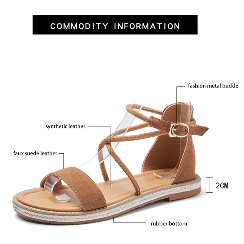 Chaussures Femme Замшевые пляжные сандалии из натуральной кожи с пряжкой Женские