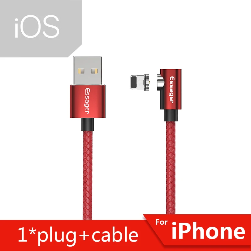 Red iOS Cable Essager 1/2 м Магнитный кабель Micro usb type C адаптер зарядное устройство Быстрая зарядка для iPhone 11 XR X Xiaomi Redmi Магнитный шнур для телефона - Цвет: Red iOS Cable