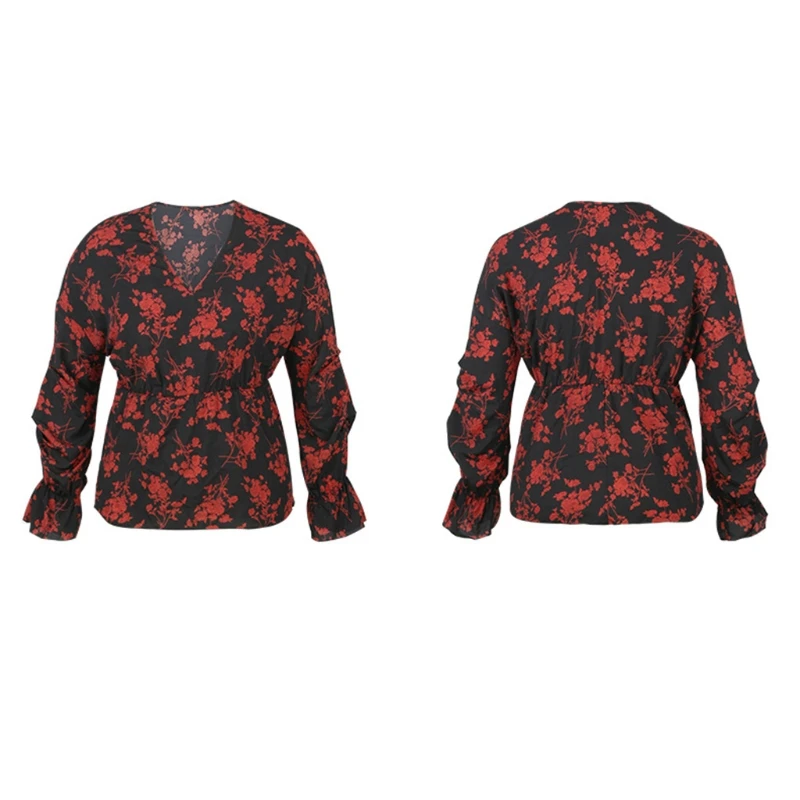 

2021 Spring/Summer Women's Plus Size Fat MM Long Sleeve Short Top Temperament Commuter Shirt M7DD