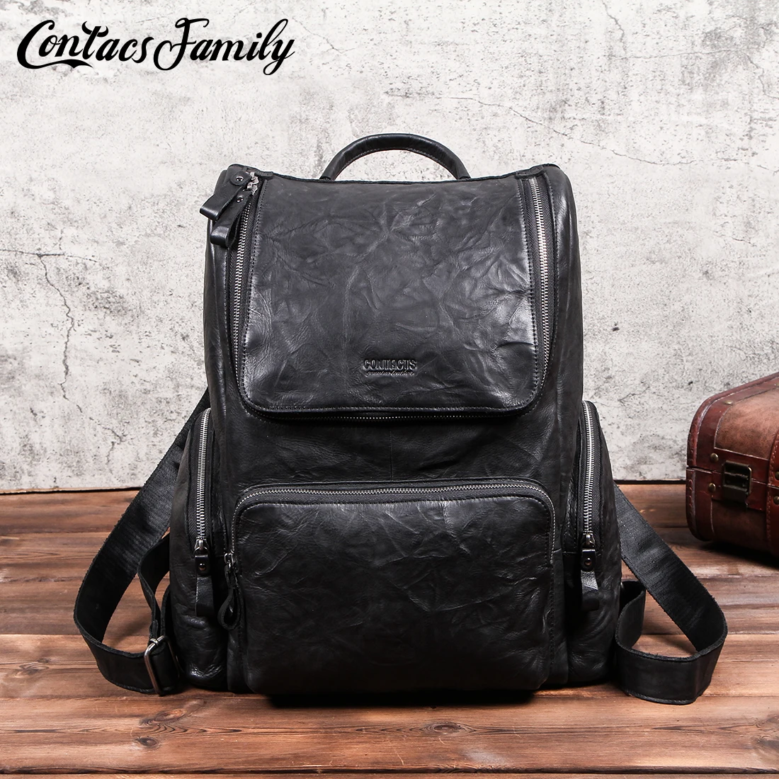 

Роскошный винтажный черный рюкзак из натуральной кожи для мужчин, для ноутбука Macbook Pro air 13,3, 15 дюймов, многофункциональный рюкзак для школы и...