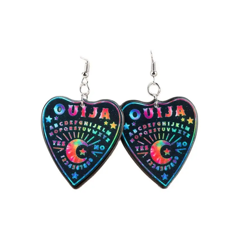1 пара модные креативные радужные висячие серьги Ouija акриловые Солнце Луна да нет