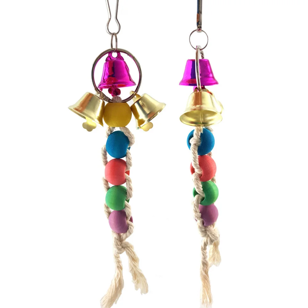 Деревянные бусины птица висячая веревка прикуса забавная игрушка попугай