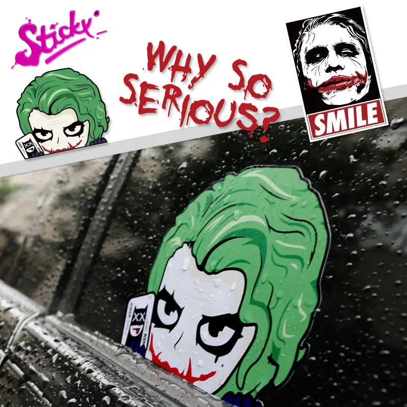 

STICKY Joker Why So Serious Car Auto Vinyl Clown Decal Sticker Pillar C Blood Ipad Automobile Window Decor Cartoon Car Styling