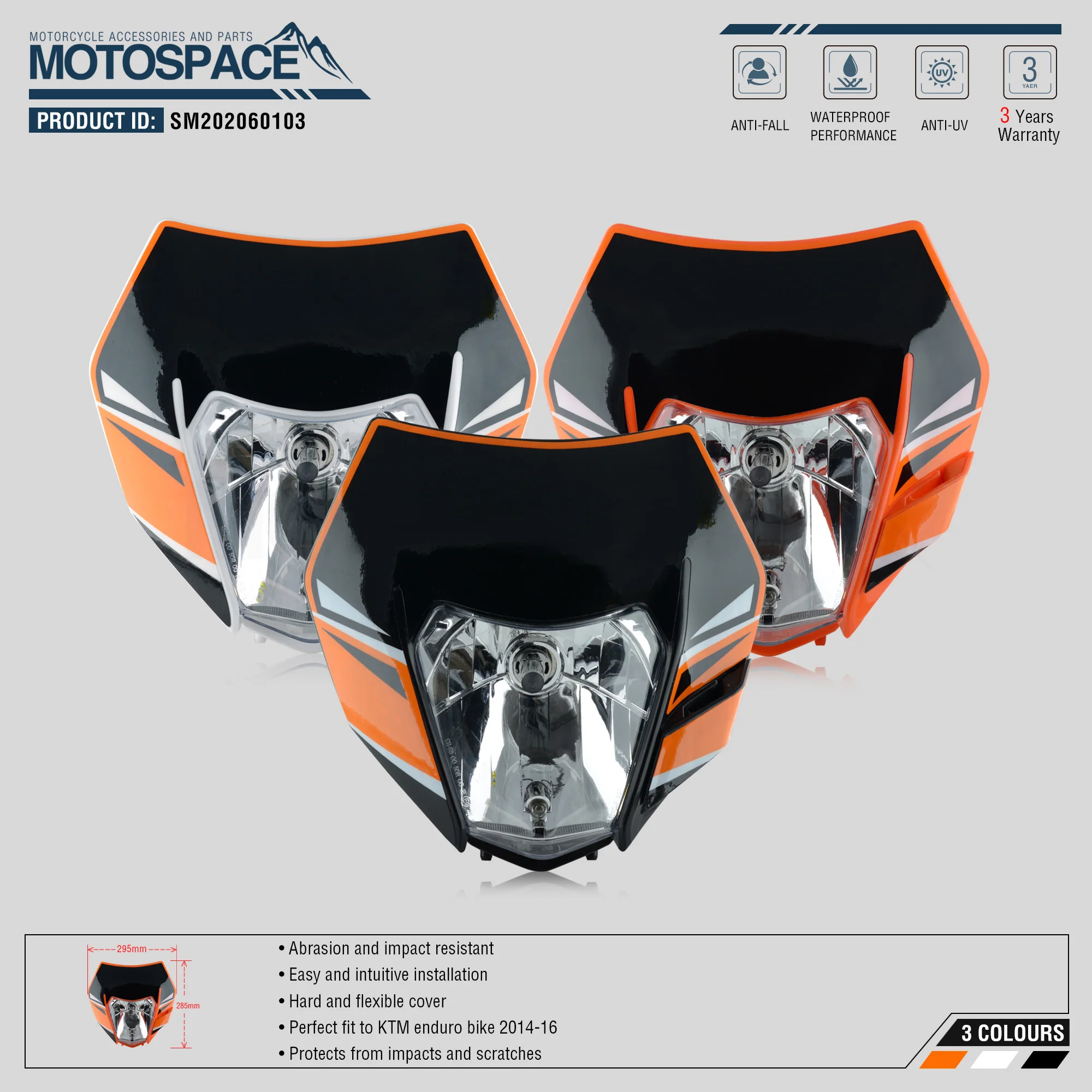 

Spacemotors Headlight Headlamp With Sticker For KTM SX F EXC XCF SMR 2014 2015 2016 Motorcycle Dirt Bike MX Enduro Supermoto