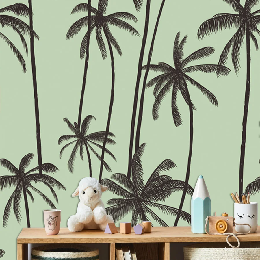 

Custom Gree Palm Trees Photo Walls Papers Home Decor Bedroom Furniture Removable 3d Wallpapers for Living Bed Room Murals Rolls