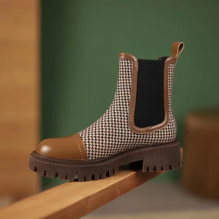 

Женские ботинки, новинка 2021, женские ботинки челси, модная цветная обувь на платформе в стиле пэчворк, женские ботинки без каблука и ботинки ...