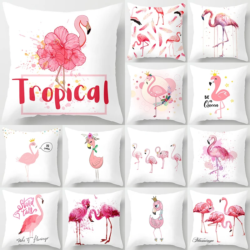 

Flamingo Pattern Decorative Cushions Pillowcase Polyester Cushion Cover Throw Pillow Sofa Decoration Pillowcover 40517-2