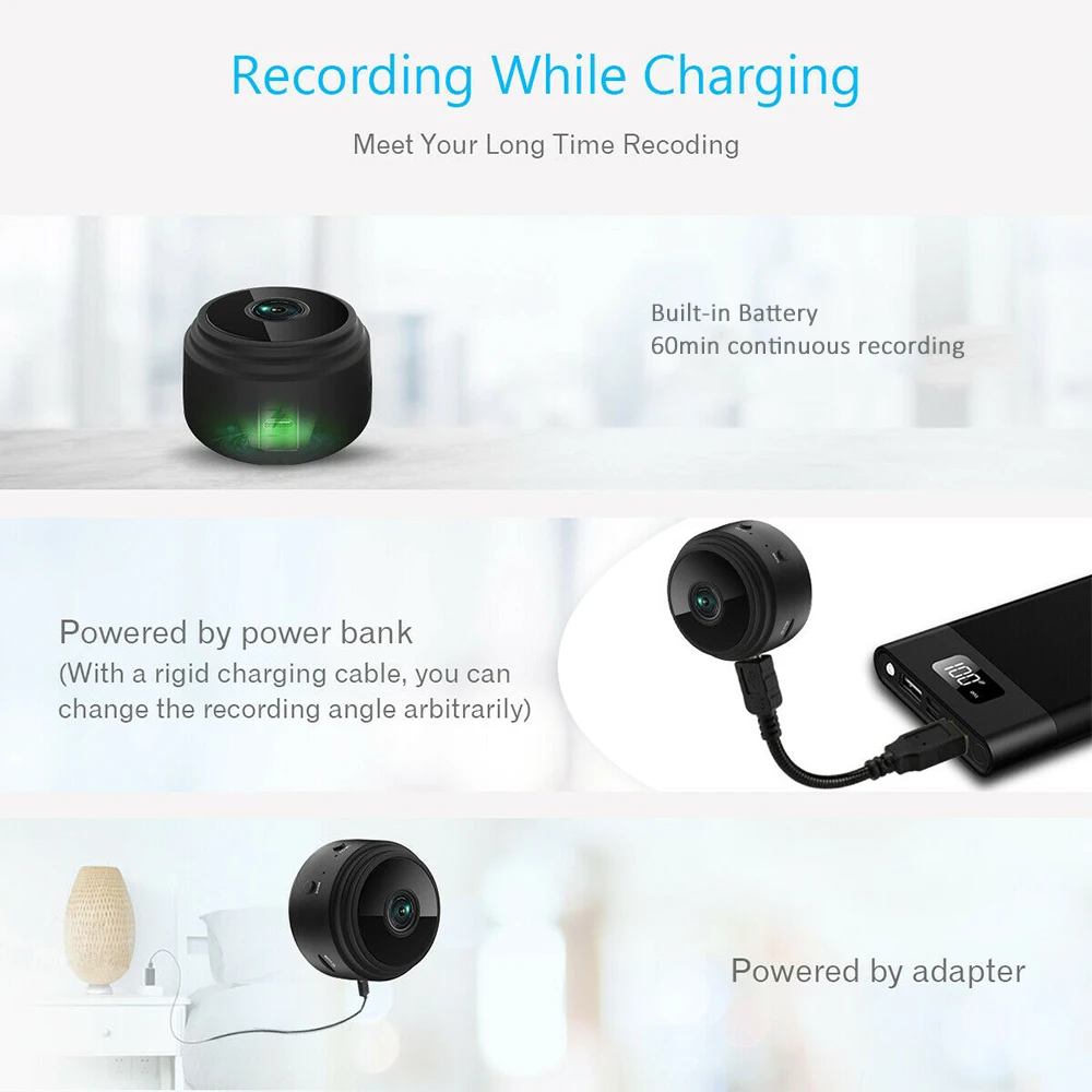 1080P HD мини беспроводная Wi-Fi IP-камера DVR с широким объективом Горячая точка