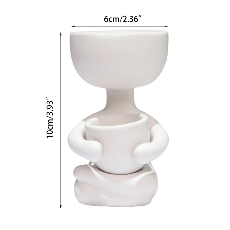 

Humanoid Ceramic Flower Pot Sit Position Planter Imitation Flowerpot Water Storage Plant Permeable Type Home Gardening