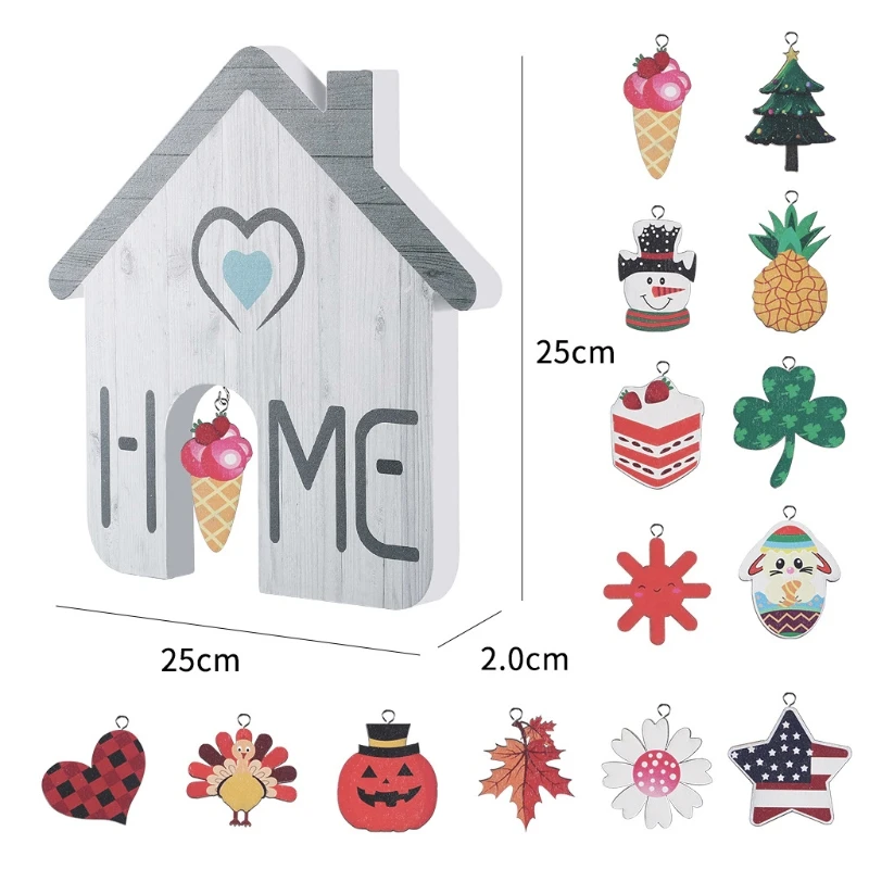 

Creative Wood Door Ornaments Room Table HOME Decoration Sign Craft with Pendant