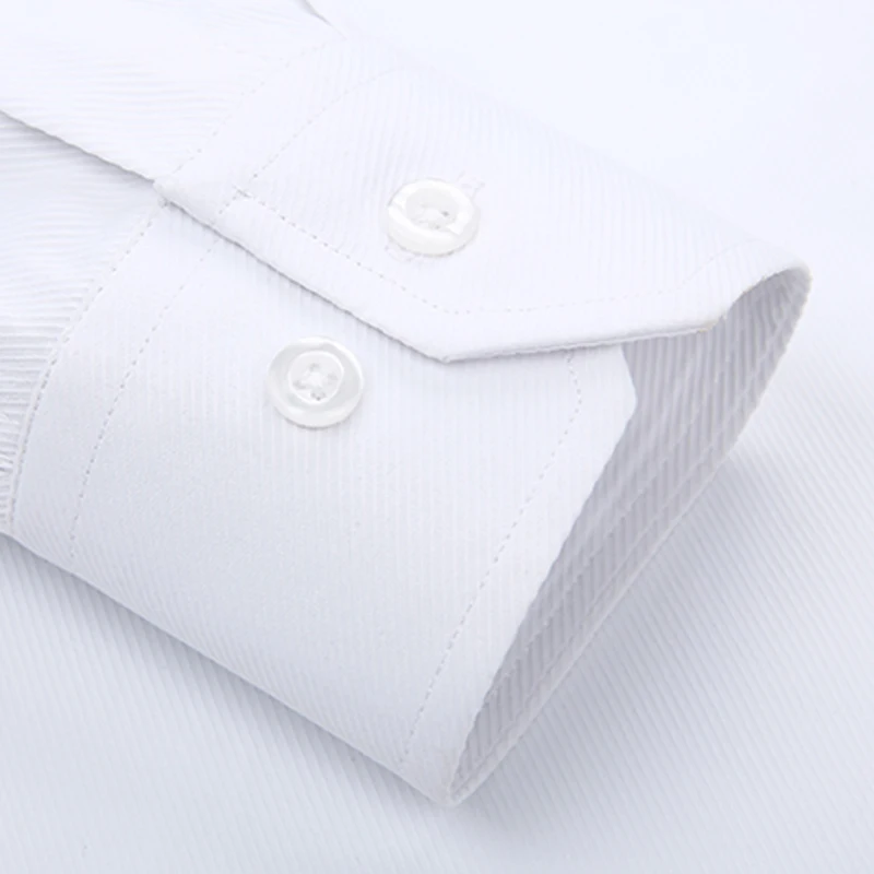 Aoliwen brand 2021 Lapel White Mens Dress Shirts Single Pocket Slim Fit Wedding Shirt Men Solid Color Casual Button Down Shirt