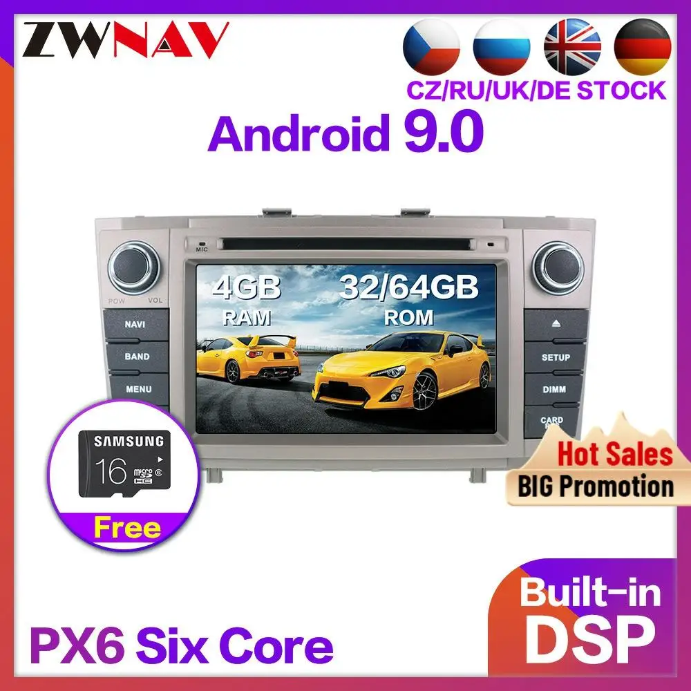DSP Android автомобильный DVD стерео Мультимедиа для 2009 2010 2011 2012 2013 2014 Toyota T27 Avensis