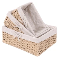 3pcs handmade rattan storage baskets household items snacks fruit debris laundry finishing willow storage basket s m l