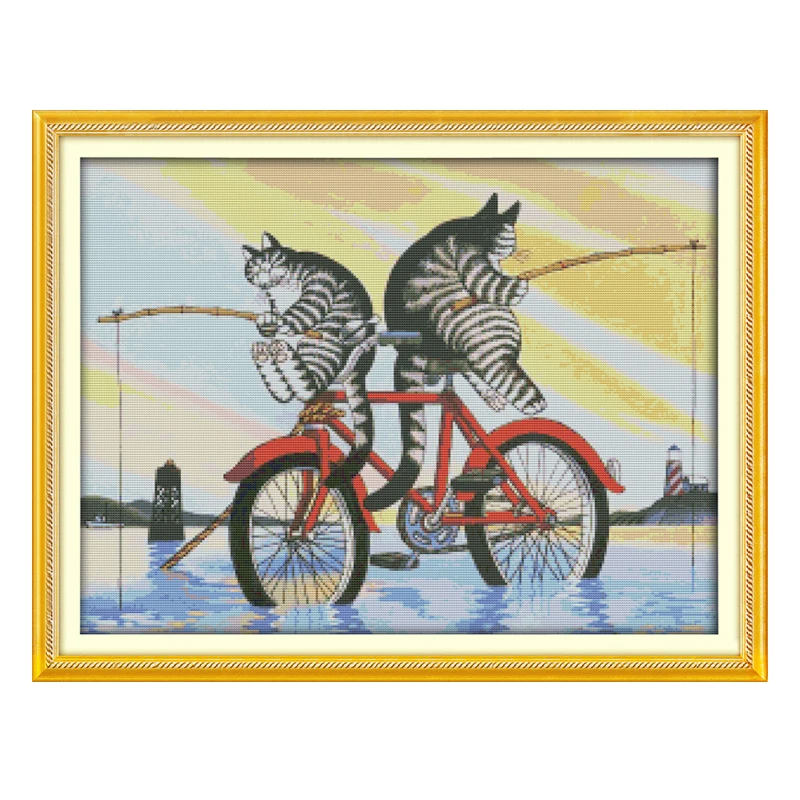 

Рукоделие Joy Sunday наборы для вышивки крестиком DMC хлопковая нить с напечатанным рисунком на холсте DIY ремесла кошка узор для вышивки крестико...