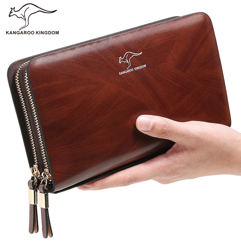 Kangaroo Kingdom Luxury Men Clutch Bags Brand Leather Handbag Male Business Day Clutches