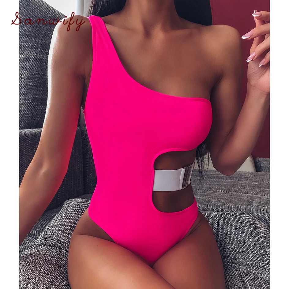 

2020 Sexy Leopard Shoulder Summer Piece Swimsuit Women Beachwear Swim Wear Swimwear Women Bathing Suit