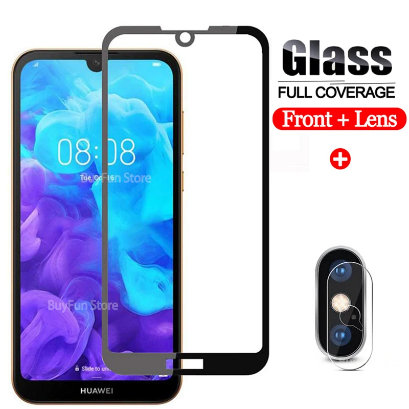 2 в 1 переднее стекло + объектив камеры мягкое закаленное для Huawei Y5 Y7 Y6 Y6s 2019