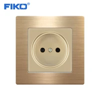 fiko stainless steel panel eu russia standard wall power socket family hotel electricity socket 8686mm safety