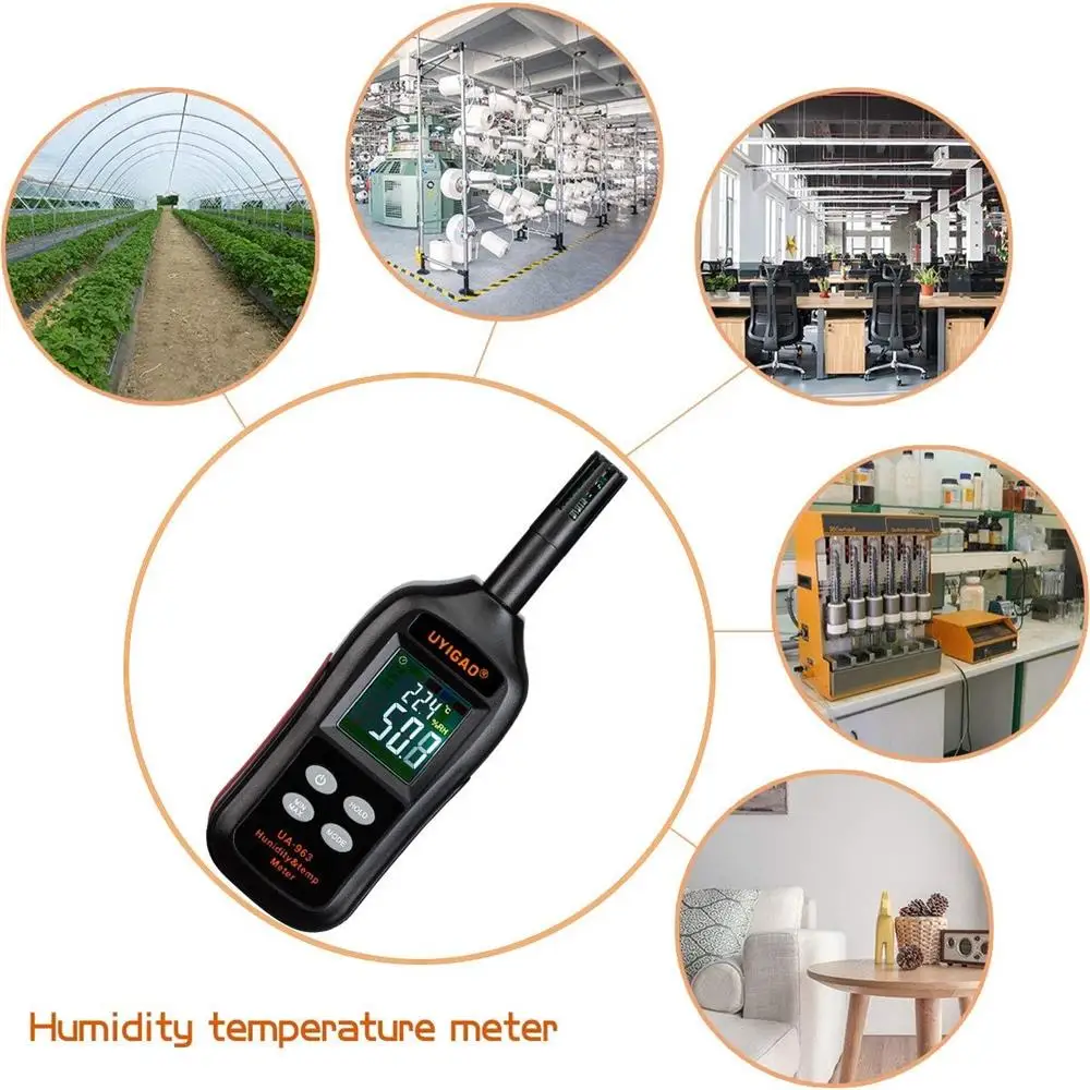 

UYIGAO UA963 Psychrometer Thermo Hygrometer Moisture Meter Digital Temperature And Humidity Meter With Dew Point Wet Bulb