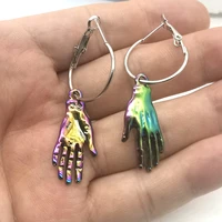 psychedelic palmistry earrings wealth amulet palm reader earrings mysterious jewelry pendants unique earrings gifts