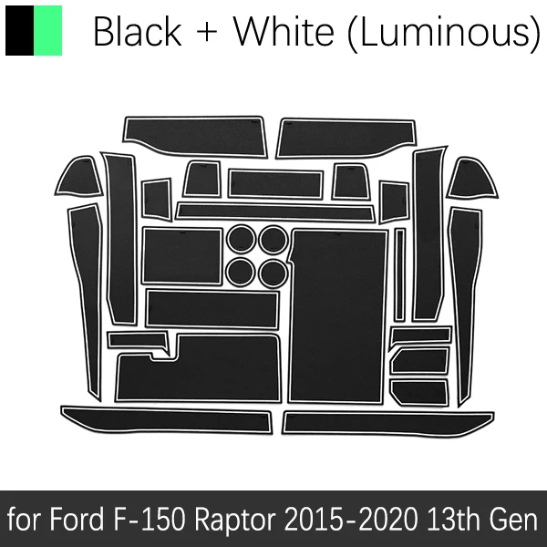 White Luminous Противоскользящие резиновые чашки подушки двери паз коврик для Ford F150 F-150 Raptor F серии~ аксессуары коврик для телефона - Название цвета: White Luminous
