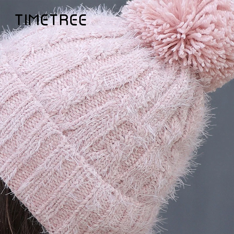 Модная женская шапка теплые зимние плюшевые утолщенные шапочки женские